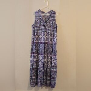 True Destinations Purple & White Maxi Boho Beachy Dress